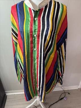 Tulliano Shirt Mens 2XL Multicolor Silk Cotton Long Sleeve Art Button Up SS